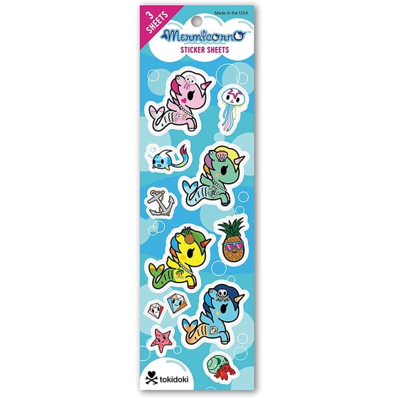Re-marks Tokidoki Sticker Sheet 3 Sheets, Mermicorno