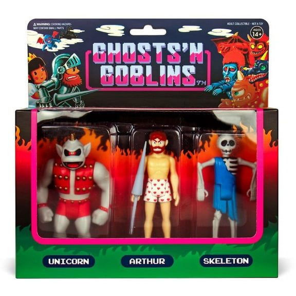 ReAction Ghost n' Goblins Unicorn, Arthur in Underwear & Skeleton Action Figure 3-Pack