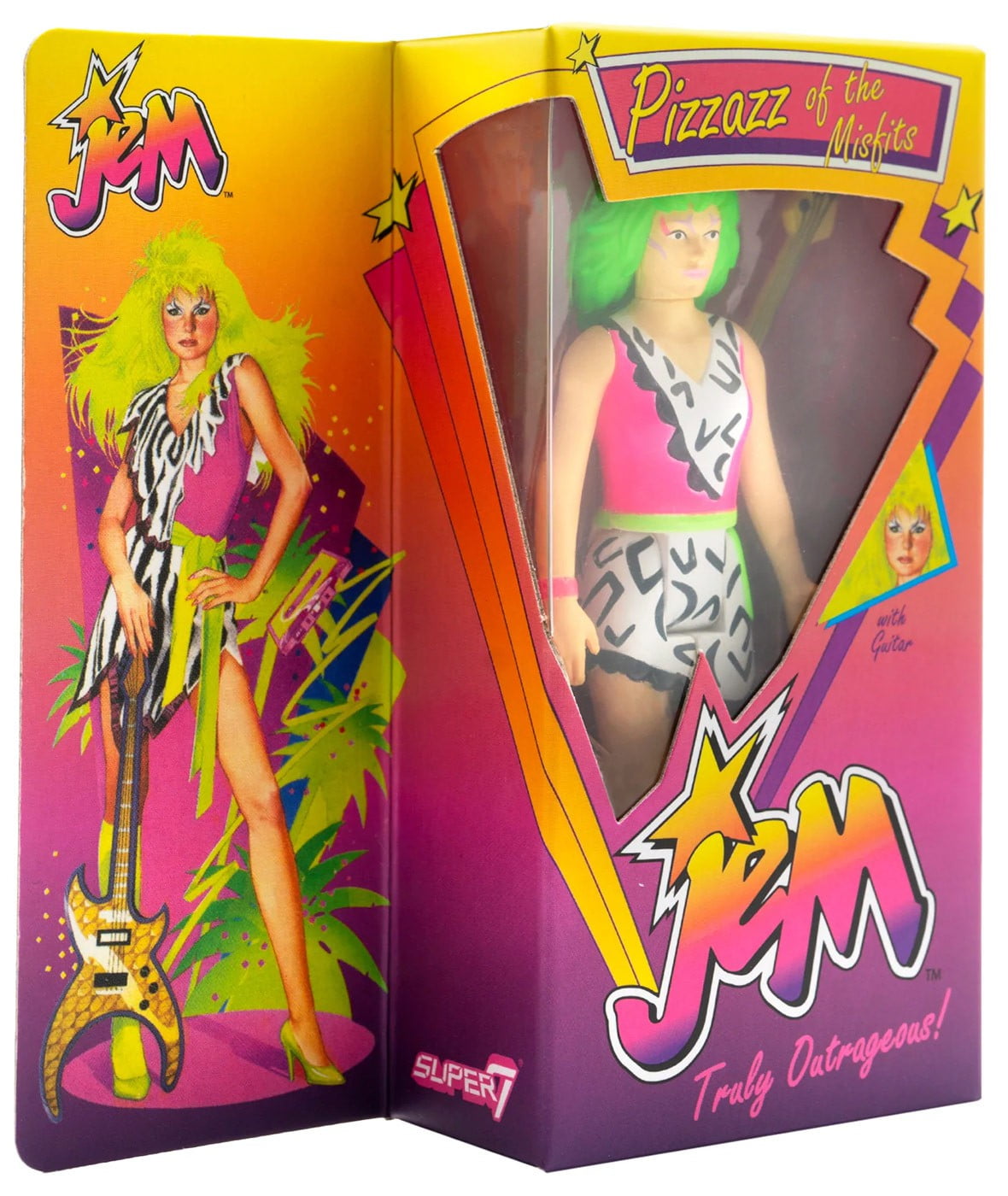 ReAction Jem & The Holograms Pizzaz Action Figure (Neon, Retro Box)