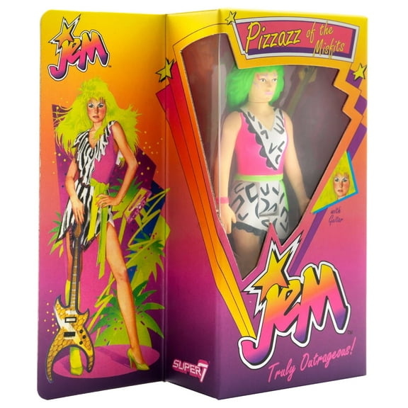 ReAction Jem & The Holograms Pizzaz Action Figure (Neon, Retro Box)