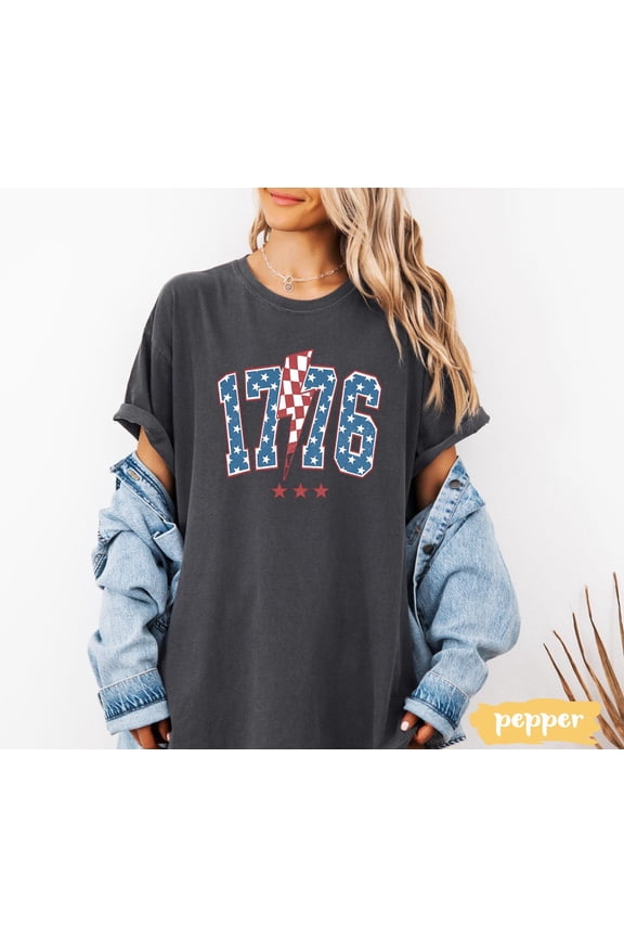 ReActiva 1776 Lighting, 4Th Of July Shirt, Usa Shirt, Summer Shirt, Red White And Blue, America, Womens Fourth Of July, Patriotic Tee Full Size S-5XL