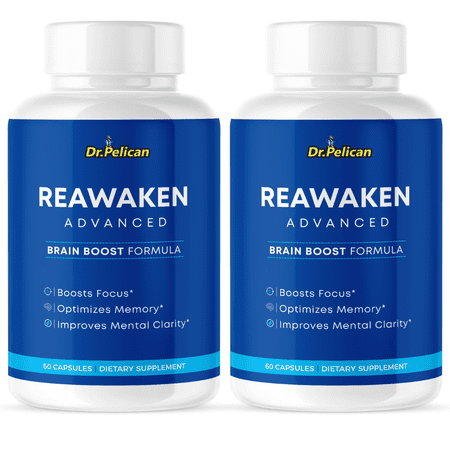 ReAwaken Advanced-Focus/Memory/Brain Boost- 2 Bottles- 120 Capsules- Dr. Pelican