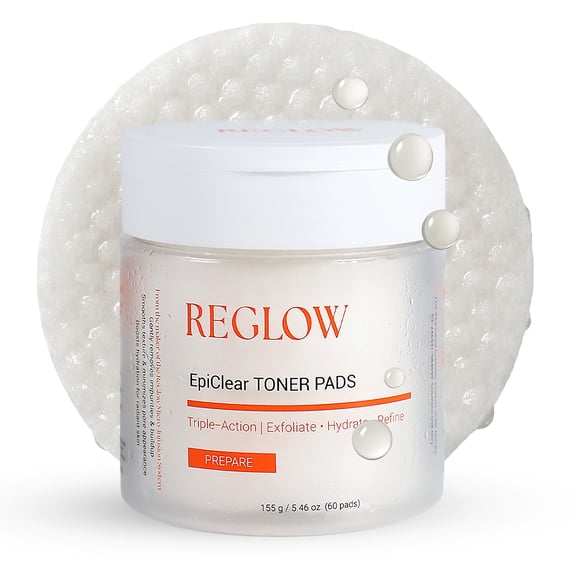 ReGlow EpiClear Exfoliating Toner Pads with AHA BHA PHA & Niacinamide, Dual-Textured Facial Pads, 60 Count