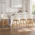 thumbnail image 1 of ReNest 26" Swivel Counter Height Bar Stools, Modern Upholstered Counter Stools with Back and Wood Legs for Kitchen Island & Home Bar, Cream Fabric, Set of 4, 1 of 13
