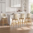 thumbnail image 1 of ReNest 26" Swivel Counter Height Bar Stools, Modern Upholstered Counter Stools with Back and Wood Legs for Kitchen Island & Home Bar, Sand Fabric, Set of 4, 1 of 13