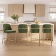 thumbnail image 1 of ReNest 27" Counter Height Bar Stools Set of 4 for Kitchen Island, Upholstered Fabric, Moss Green, 1 of 9