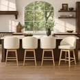 thumbnail image 1 of ReNest 27" Counter Height Bar Stools, Upholstered Barrel Back Barstools with Solid Wood Legs & Footrest, for Kitchen Island & Home Bar, Cream Fabric, Set of 4, 1 of 13