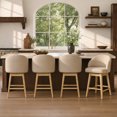 thumbnail image 1 of ReNest 27" Counter Height Bar Stools, Upholstered Barrel Back Barstools with Solid Wood Legs & Footrest, for Kitchen Island & Home Bar, Sand Fabric, Set of 4, 1 of 13
