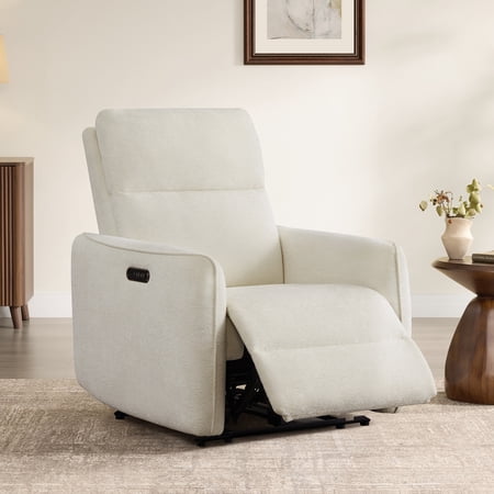 ReNest Dual Motor Power Recliner with 165° Lay-Flat, Top-Grain Leather, USB and Type-C Charging,Cream