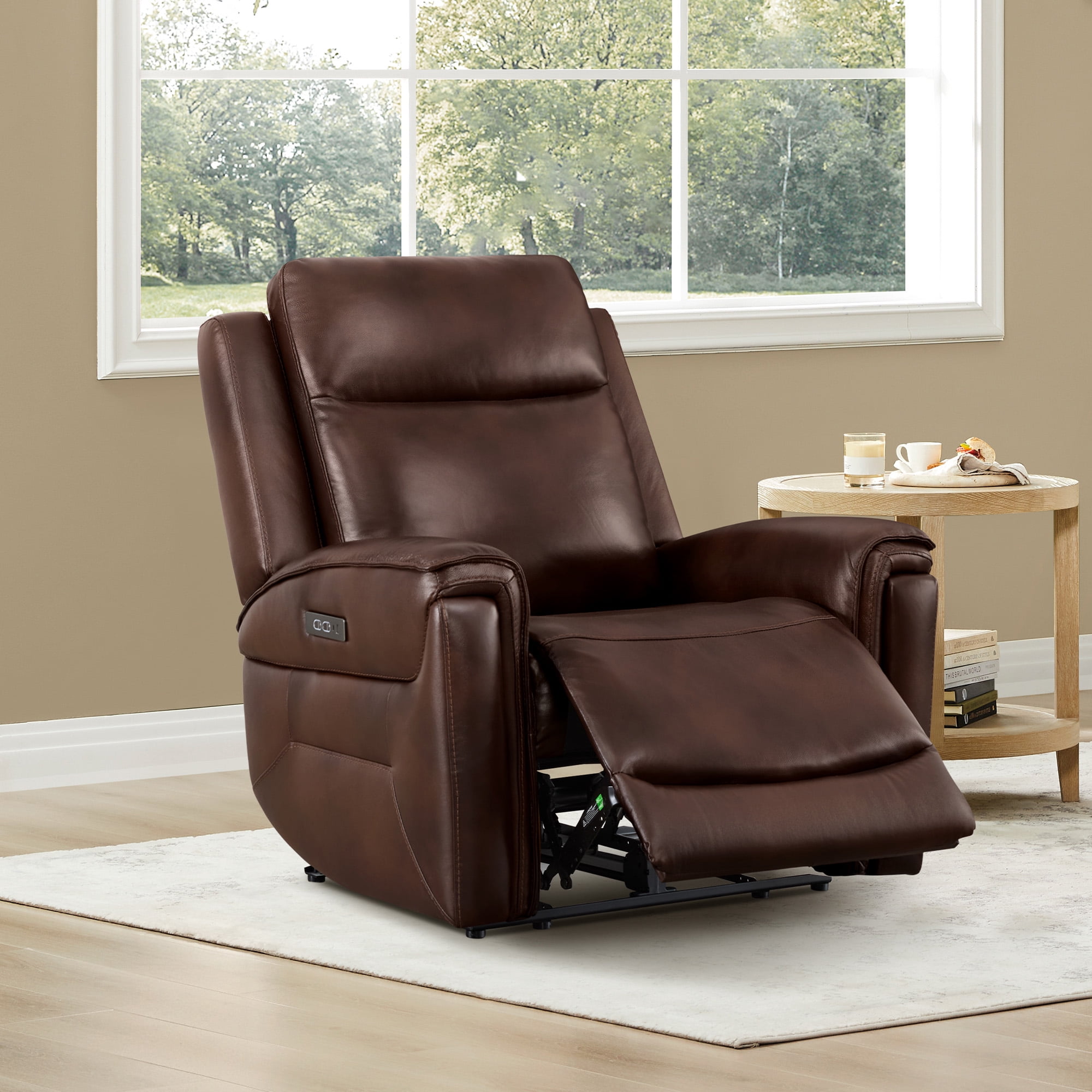 ReNest Dual Motor Power Recliner with Super Zero-Gravity Mode, Top-Grain Leather, USB and Type-C Charging,Cognac