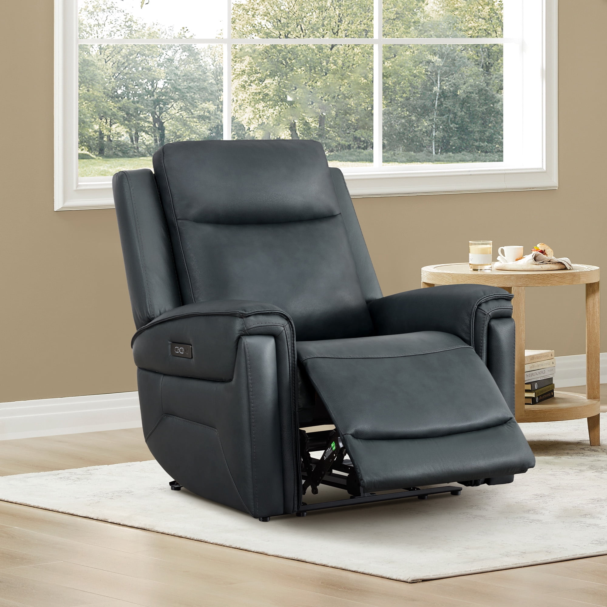 ReNest Dual Motor Power Recliner with Super Zero-Gravity Mode, Top-Grain Leather, USB and Type-C Charging,Navy