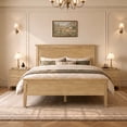 thumbnail image 1 of ReNest Queen Size Platform Bed Frame, Modern Farmhouse Style, Wood Slat Support, No Box Spring Needed, Natural, 1 of 15