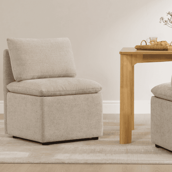 ReNest Storage Banquette Single Seat, Modular Sofa for Living Room & Bedroom, Khaki