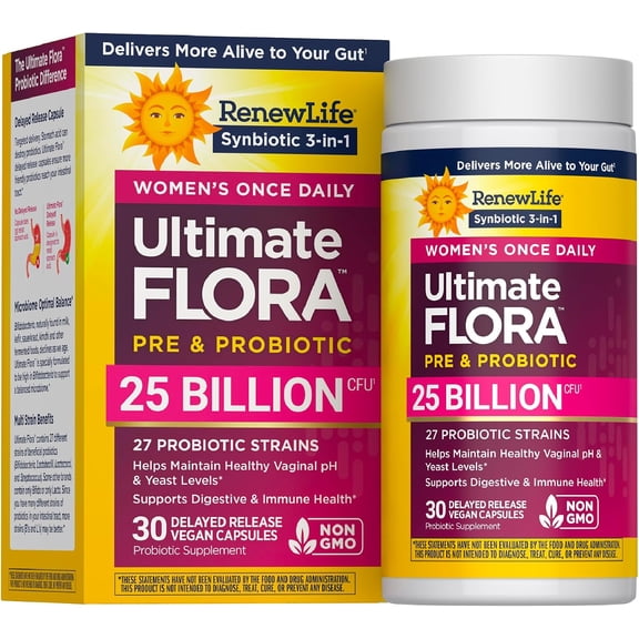 ReNew Life Ultimate Flora Women's Daily Probiotic Veggie Capsules 30 ea (Pack of 3)