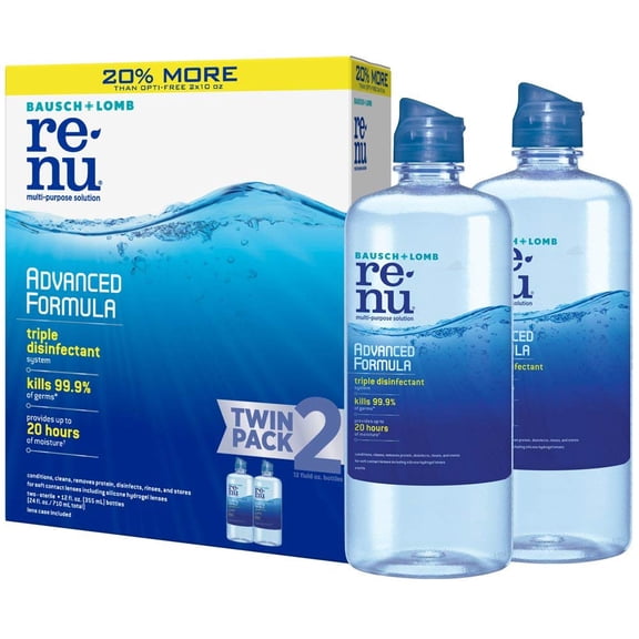 ReNu Lens Solution Advanced Triple Disinfect Formula 12 Ounces Each