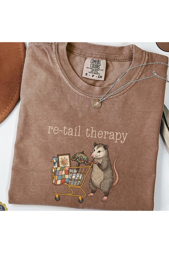 ReTail Therapy Possum Shirt Funny Opossum Thrift Tee Weirdcore Retro Animal Tee Opossum Lo