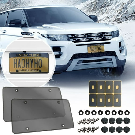 ReTeiv 2 Pieces Plate Protectors - Flat Plate Cover, Plate Cover, Plate Frame Cover Kit With Screw Cap, Protective Cover With Front And Rear Screw Cap