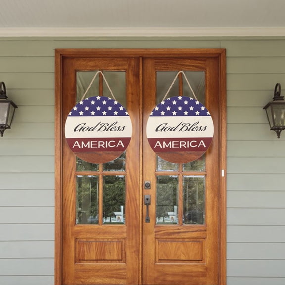ReTeiv 4th of July Decorations Independence Day Wooden Door Signs Wreath Decorations Door Hanging Wall Hanging Home Decoration