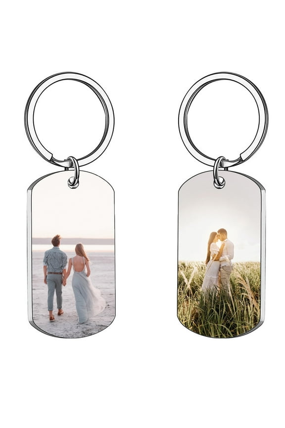 Double-sided Custom Keychain with Picture Personalized Keychains with Engraving Photo for Men, Dad, Boyfriend Gifts (1.1in*1.97in)