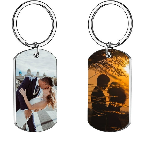 ReTeiv Double-sided Personal Photo Customization Keychain with Picture Custom Double Sided Keyring Customized Colorful Photo for Women Men Gifts