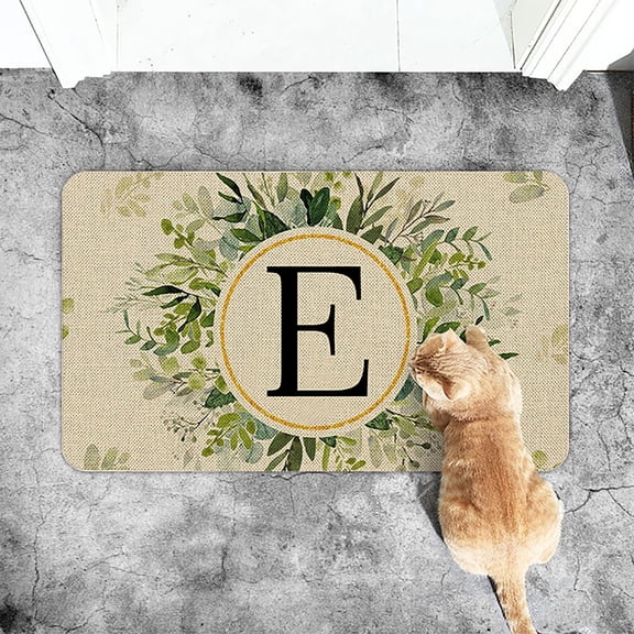 ReTeiv Letters Doormats Front Door Floral Decor Initials Doormats Outdoor Entrance Home Surname Decoration Indoor Outdoor