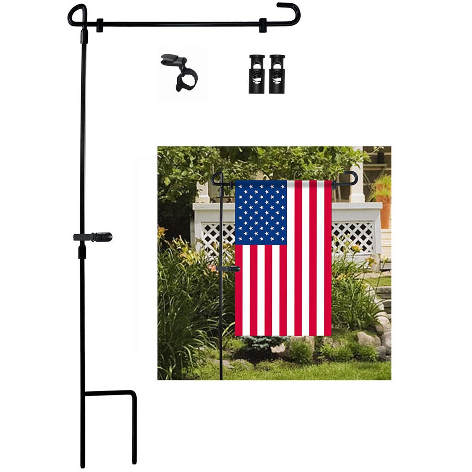 ReTeiv Outdoor Garden Flag Pole Bracket, Painted Iron Art Garden
