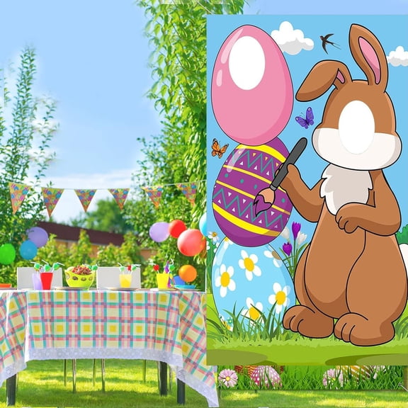 ReTeiv Spring Easter Props For Photography Rabbit Colorful Eggs Grass Easter Holiday Kids Party Decoration Photo Studio Props