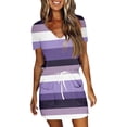 thumbnail image 1 of ReTeiv Summer Dresses for Women 2024,Women's Summer Casual Fashion Printed Drawstring V Neck Short Sleeve Dress, 1 of 5