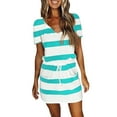 thumbnail image 1 of ReTeiv Summer Dresses for Women 2024,Women's Summer Casual Fashion Printed Drawstring V Neck Short Sleeve Dress, 1 of 5