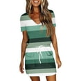 thumbnail image 1 of ReTeiv Summer Dresses for Women 2024,Women's Summer Casual Fashion Printed Drawstring V Neck Short Sleeve Dress, 1 of 5