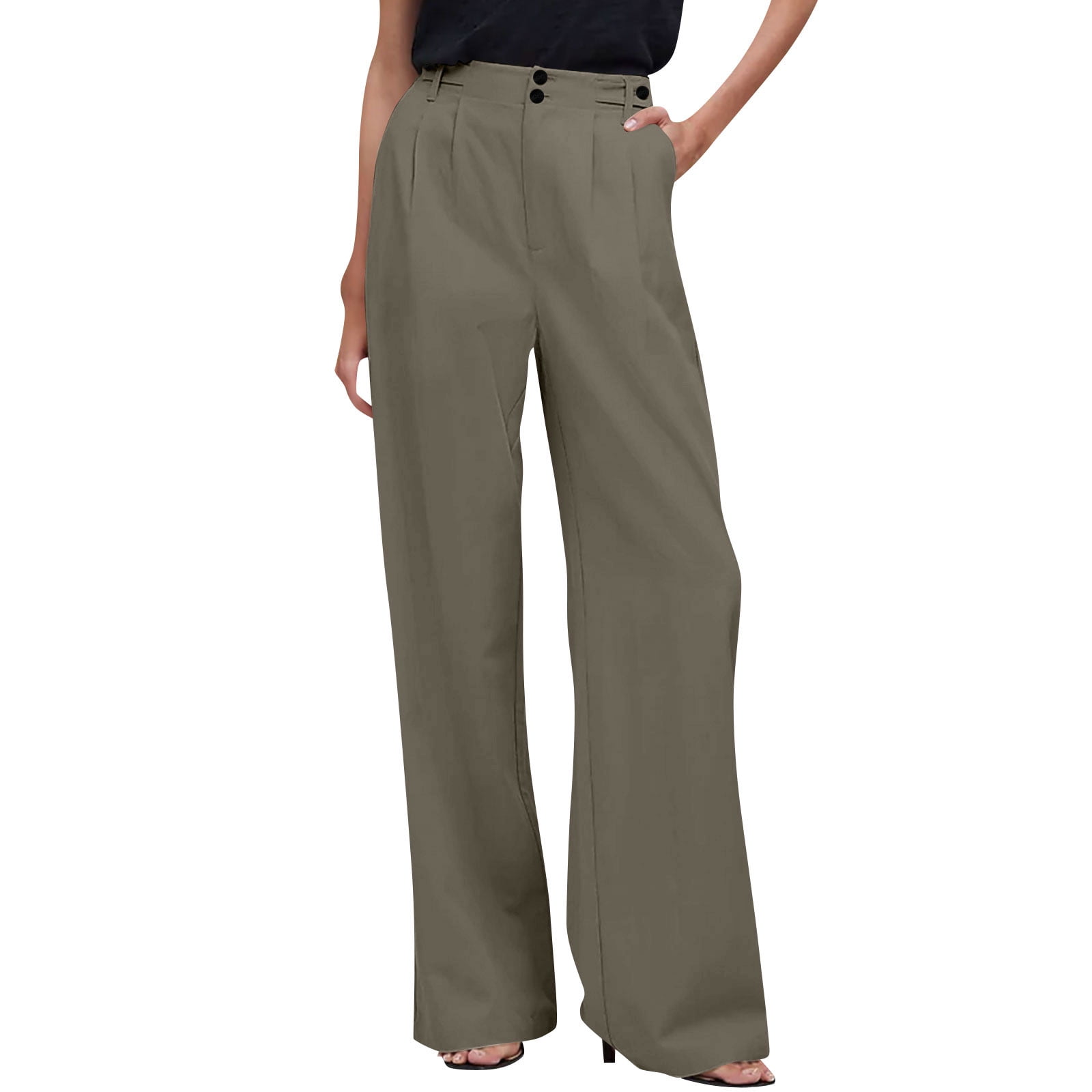 Casual Plain Zipper High Waist Long Women Pants main image 0