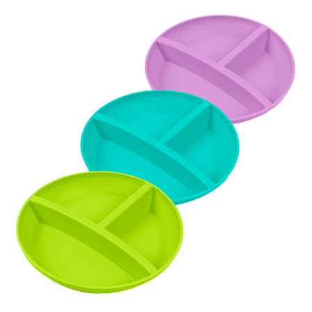 ReUSAbles by Re-Play Recycled Plastic, 3-Pack Divided Plates for Toddlers, Multicolor