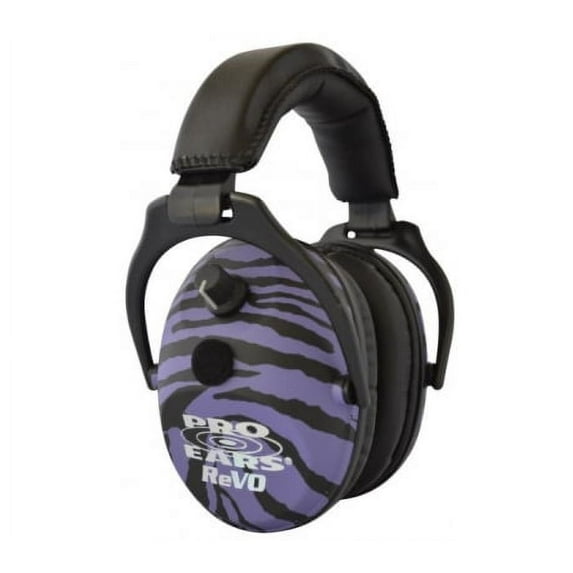 Pro Ears ER300PUZ Purple Zebra ReVO Children's Electronic Ear Muffs