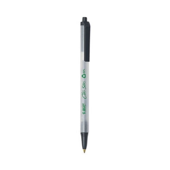ReVolution Clic Stic Ballpoint Pen, Retractable, Medium 1 mm, Black Ink, Translucent Frost/Black Bar | Bundle of 5