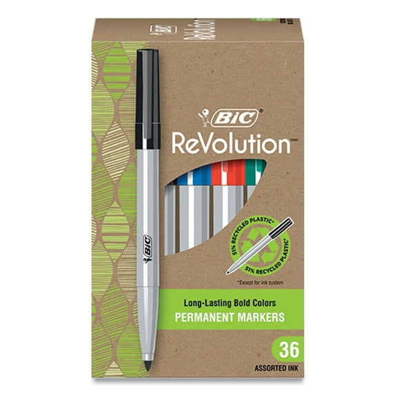 ReVolution Permanent Markers, Fine Bullet Tip, Assorted Colors, 36/Pack | Bundle of 2 Packs