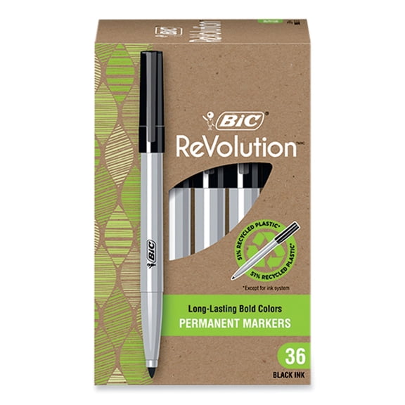 ReVolution Permanent Markers, Fine Bullet Tip, Black, 36/Pack | Bundle of 2 Packs