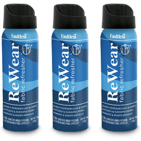 ReWear Dry Wash Spray for Clothing Wrinkle Remover, Fabric Refresher Spray, Captures Odors Like Dry Shampoo for Clothes: Fresh Look W/Out Laundry, 3oz (Mini 3 Pack)