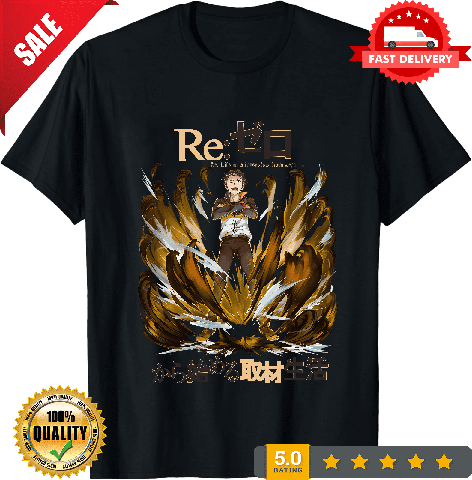 ReZero Shirt, Re Zero T-shirt, Emilia, Ram, Subaru, Japanese, Manga ...