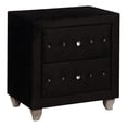 thumbnail image 1 of Rea Nightstand- 2 Drawers with Crystal Knobs- Black Velvet Upholstery, 1 of 7