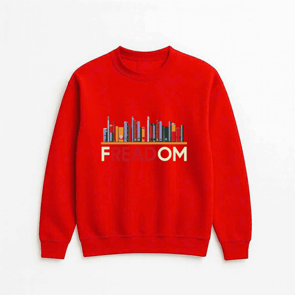 ReaDom Ban Books Freedom To Read Funny Library Literacy Quote Graphic Sweatshirt, up to size 5XL