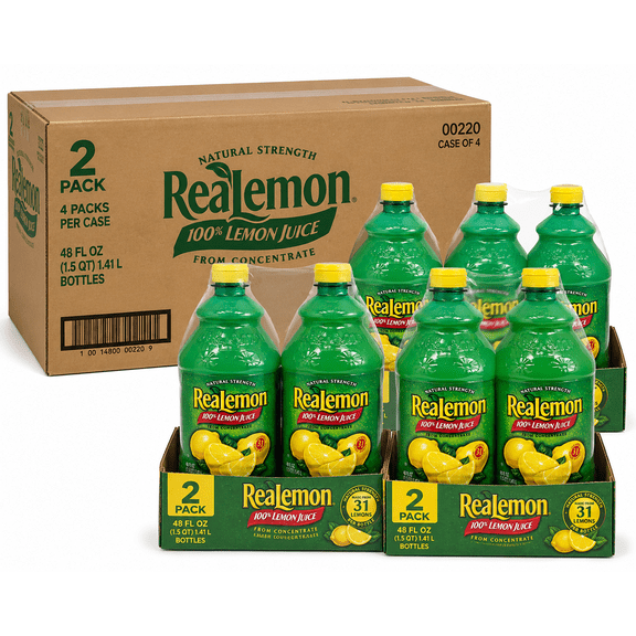 ReaLemon 100% Lemon Juice, 48 fl oz Bottle (2 Pack)
