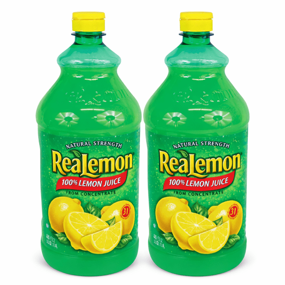 ReaLemon 100% Lemon Juice 48 fl oz Bottles 2 Pack Natural Strength Lemon Juice