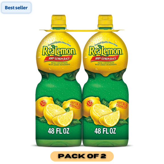 ReaLemon 100% Lemon Juice, 48 fl oz Bottles, Pack of 2