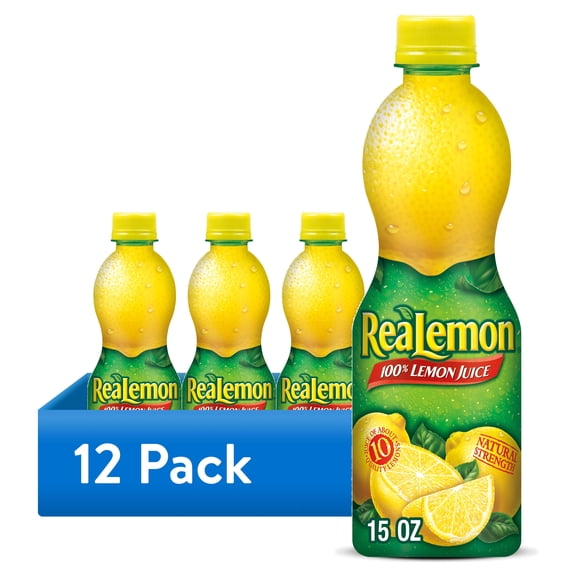 (12 pack) ReaLemon 100% Juice, Lemon, 15 fl oz, 1 Count