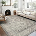 thumbnail image 1 of ReaLife Machine Washable Area Rug - Living Room Bedroom Bathroom Kitchen Entryway Office - Padded Crease Free Stain Resistant Premium - Boho Farmhouse Vintage- Paz- Beige Gray Ivory - 2'x 3', 1 of 7