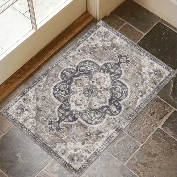 ReaLife Machine Washable Area Rug - Living Room Bedroom Bathroom Kitchen Entryway Office - Padded Crease Free Stain Resistant Premium - Boho Farmhouse Vintage- Joy - Brown Tan - 2'x 3'