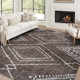 thumbnail image 1 of ReaLife Rugs Machine Washable Area Rug Runner - Living Room Bedroom Bathroom Kitchen Entryway Office - Padded Low Pile Stain Resistant Premium - Moroccan Diamond Tribal - Jax - Brown 3' x 5', 1 of 6