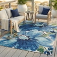 thumbnail image 1 of ReaLife Machine Washable Indoor Outdoor - Mat Rug Foldable Printed Thin Lightweight Cushioned Fade Resistant Patio Deck Dock Porch Pool Balcony Camping - Kai - Blue Green 4' x 6', 1 of 8