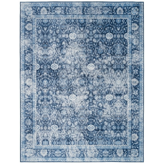 ReaLife Machine Washable Rug - Stain Resistant, Non-Shed - Eco-Friendly, Padded, Family & Pet Friendly - Made from Premium Recycled Fibers - Vintage Distressed Trellis - Blue - 5' x 7'