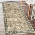 thumbnail image 1 of ReaLife Machine Washable Rug - Stain Resistant, Non-Shed - Eco-Friendly, Padded, Family & Pet Friendly - Made from Premium Recycled Fibers - Dua Border Distressed Brown Gray Beige - 2'6" x 6', 1 of 6